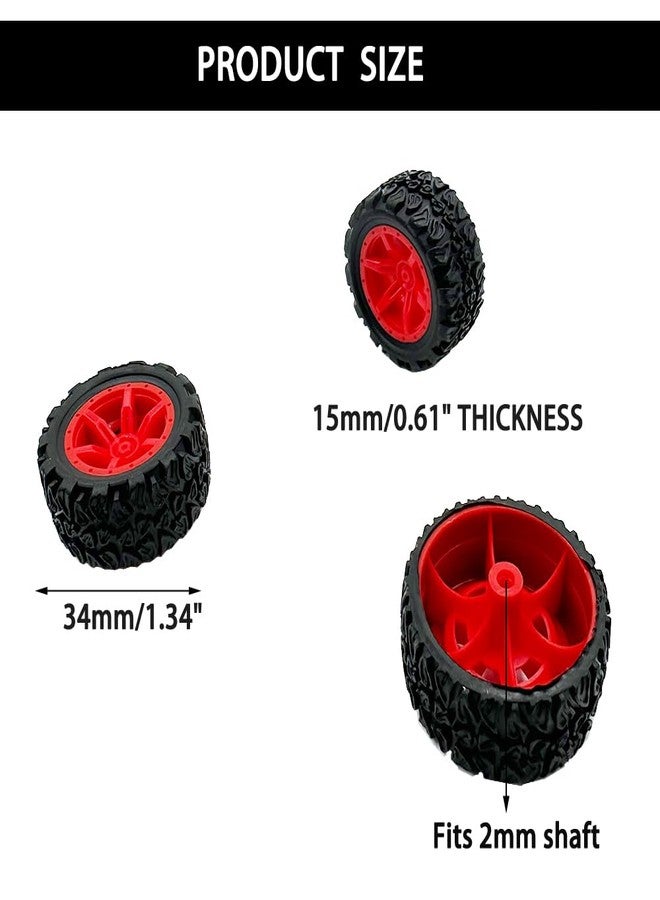 URIMPAVIDO 10PCS Toy Car Wheels 34mm Toy Car Rubber Tire Wheels with 5PCS Shaft Round Rod Axles for RC Car Truck Robot DIY Model Toy Parts (2x15x34mm) - Image 4